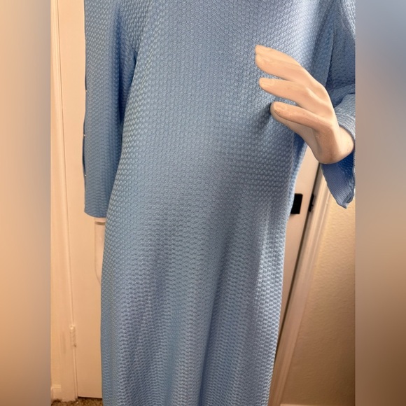 Ming Wang Blue Textured Split Sleeve Grommet Hem Shift Dress Size Large. A32 - Picture 6 of 15